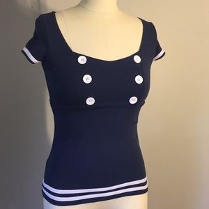 Navy blue sailor blouse size S